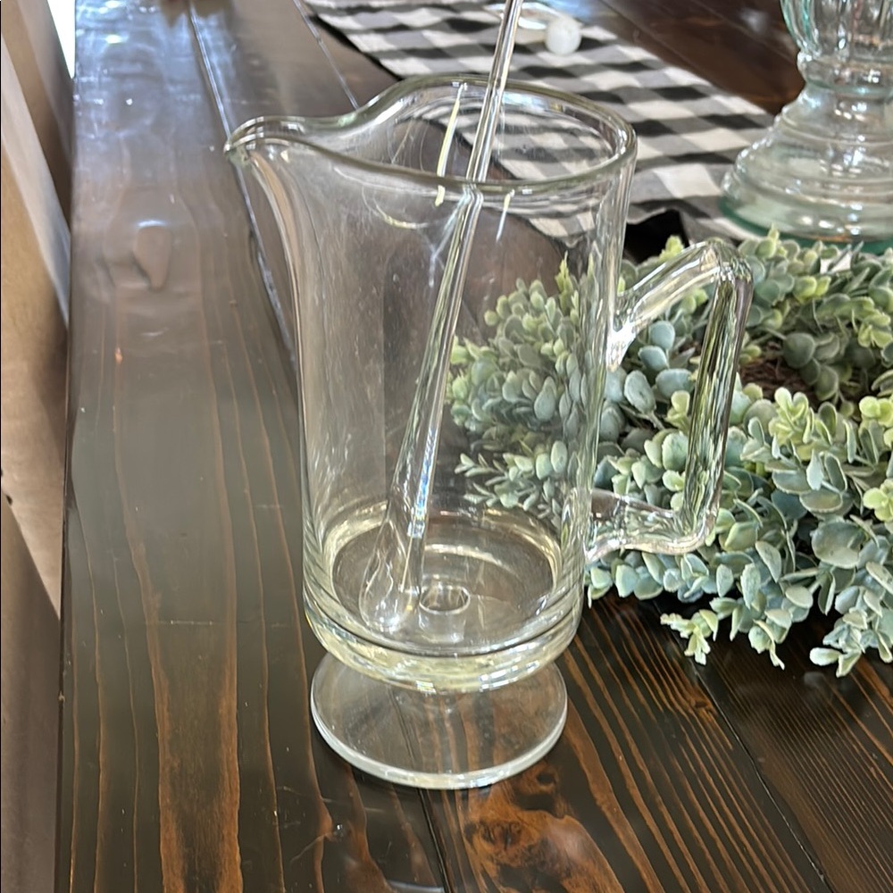 Clear Glass Pitcher with Stirrer